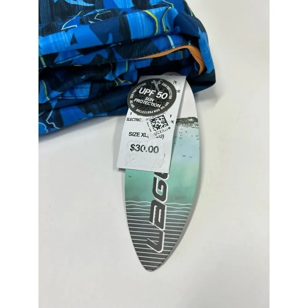Laguna Boys Blue Electric Sharks‎ Swim Trunks Size XL